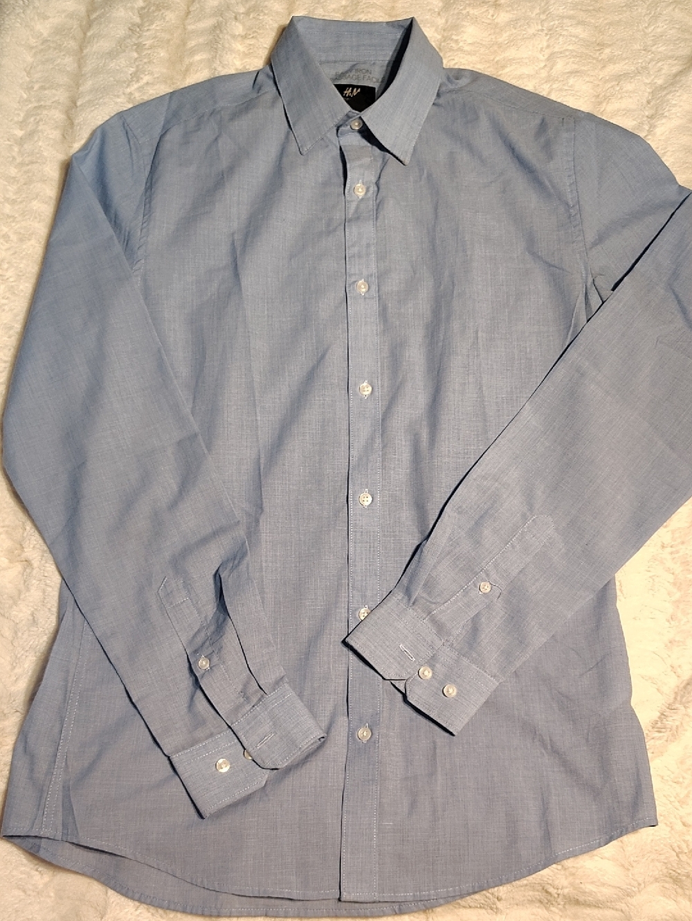 H&M Light Blue Men's Dress Shirt - Button Front Collar